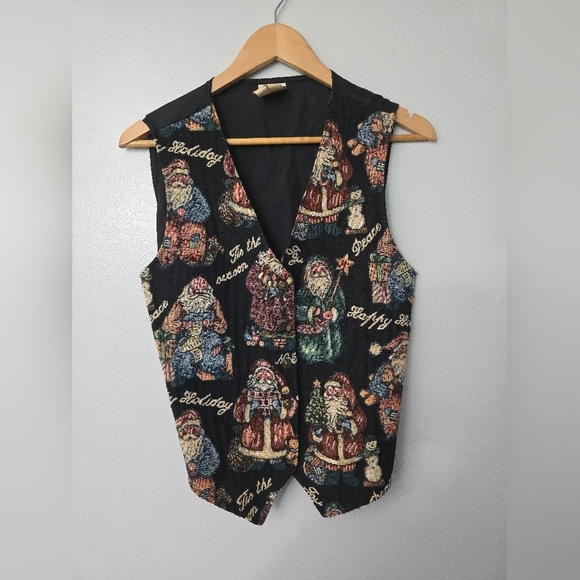 Bobbie Brooks Jackets & Blazers - Bobbie Brooks Christmas Vest Tapestry Santa Holiday Women's Size Small